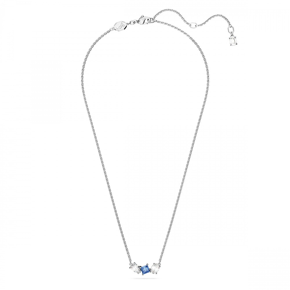 Mesmera pendant Mixed cuts, Blue, Rhodium plated