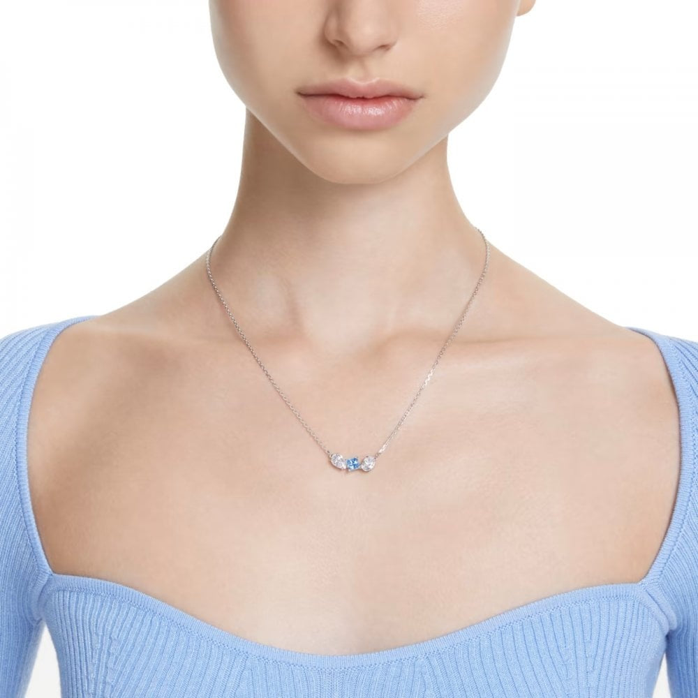 Mesmera pendant Mixed cuts, Blue, Rhodium plated