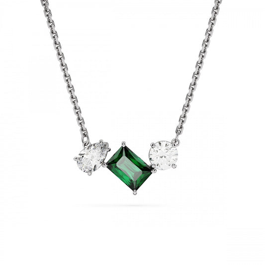 Mesmera pendant Mixed cuts, Green, Rhodium plated