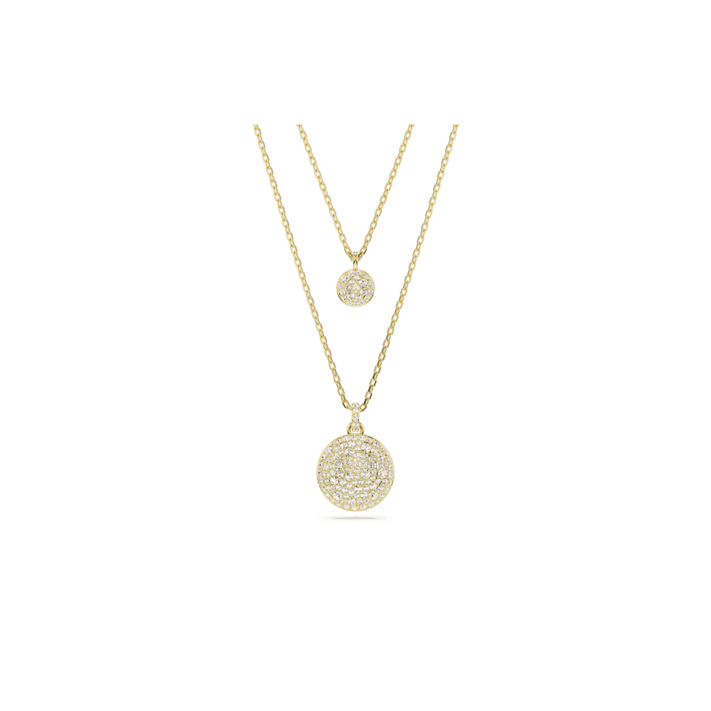Meteora layered pendant, White, Gold-tone plated