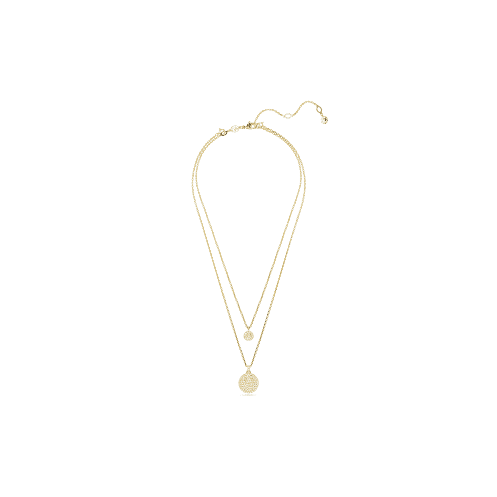 Meteora layered pendant, White, Gold-tone plated