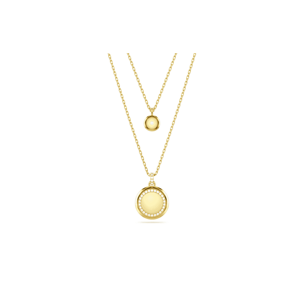 Meteora layered pendant, White, Gold-tone plated