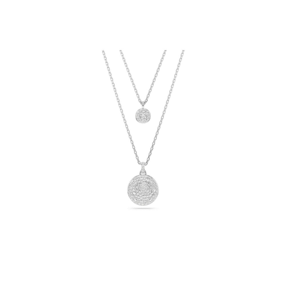 Meteora layered pendant, White, Rhodium plated