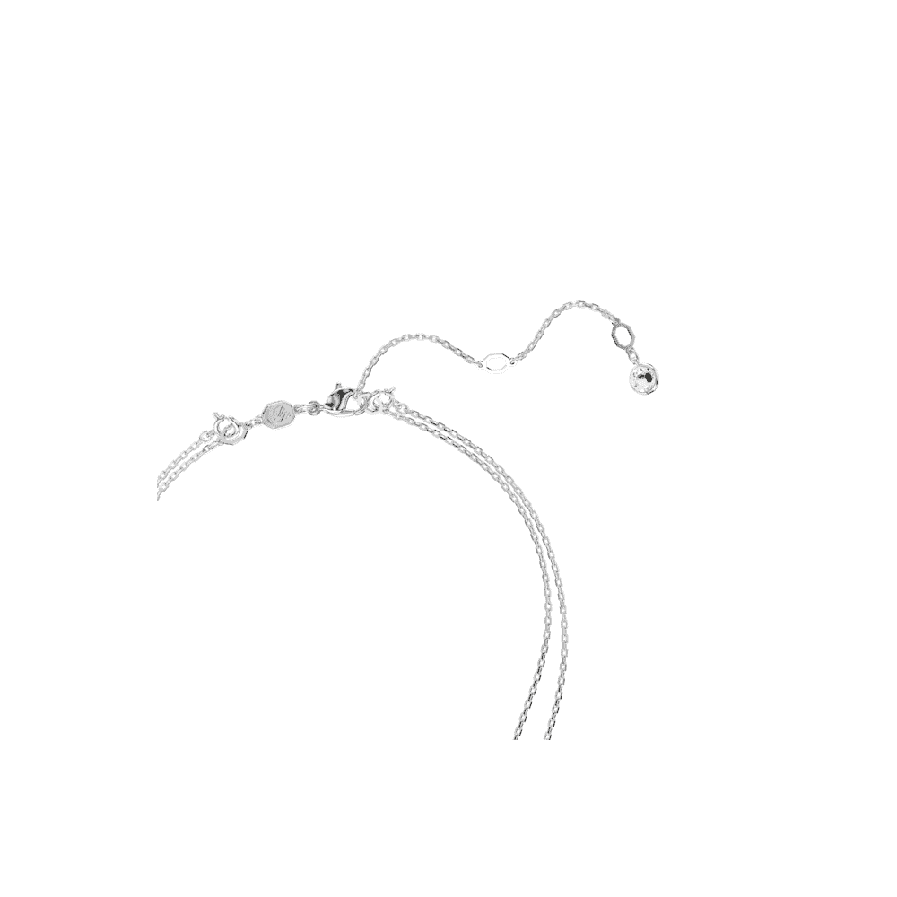 Meteora layered pendant, White, Rhodium plated