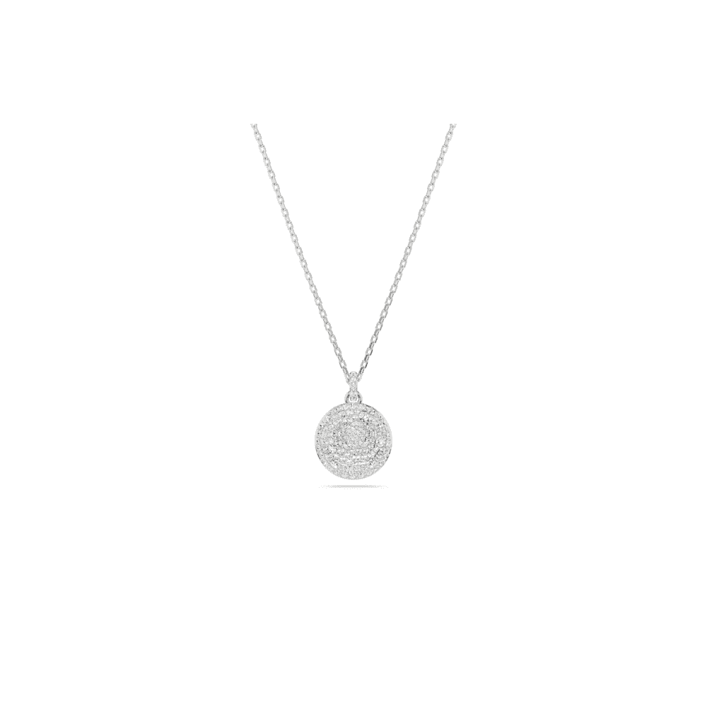 Meteora layered pendant, White, Rhodium plated