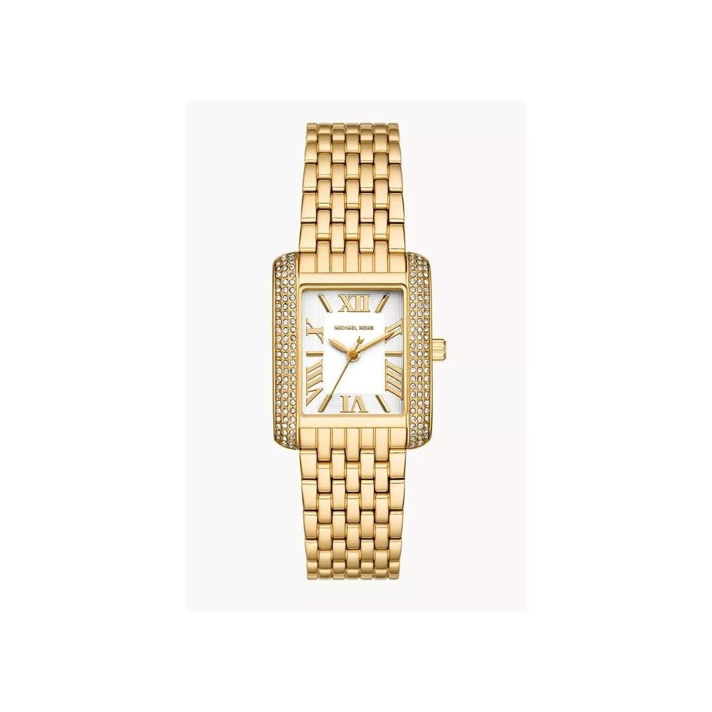 Michael Kors Emery, Three-Hand, White Dial, Ladies Gold-Tone Stainless Steel Watch