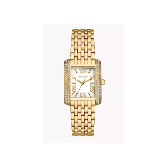 Michael Kors Emery, Three-Hand, White Dial, Ladies Gold-Tone Stainless Steel Watch