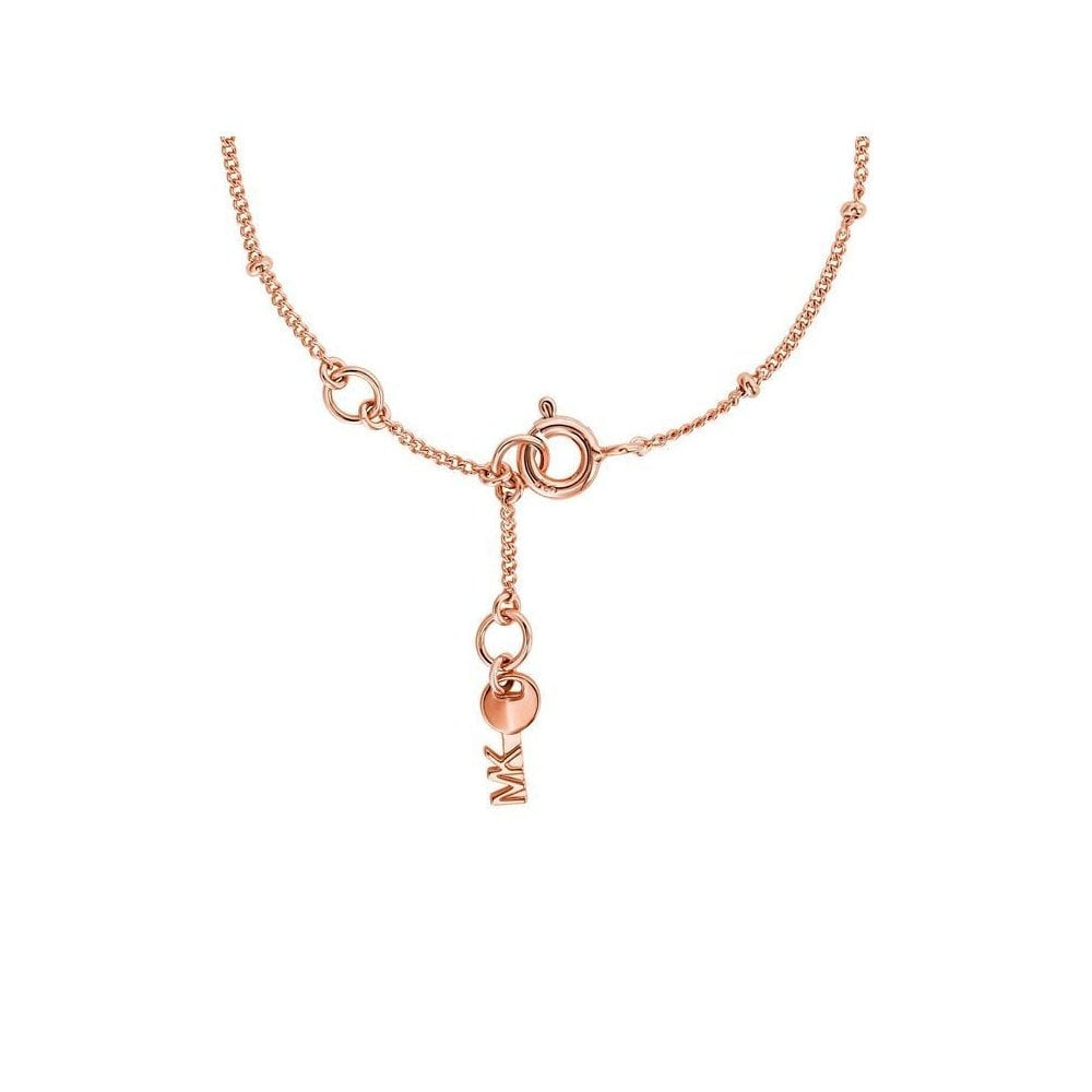 Michael Kors Ladies Pavé Heart 14K Rose Gold-Plated Sterling Silver Bracelet