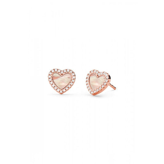Michael Kors Rose Gold Love Pave and Mother of Pearl Heart Earrings