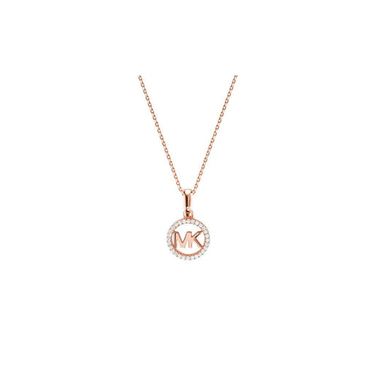 Michael Kors Rose-Gold Plated Sterling Silver Pavé Logo Necklace