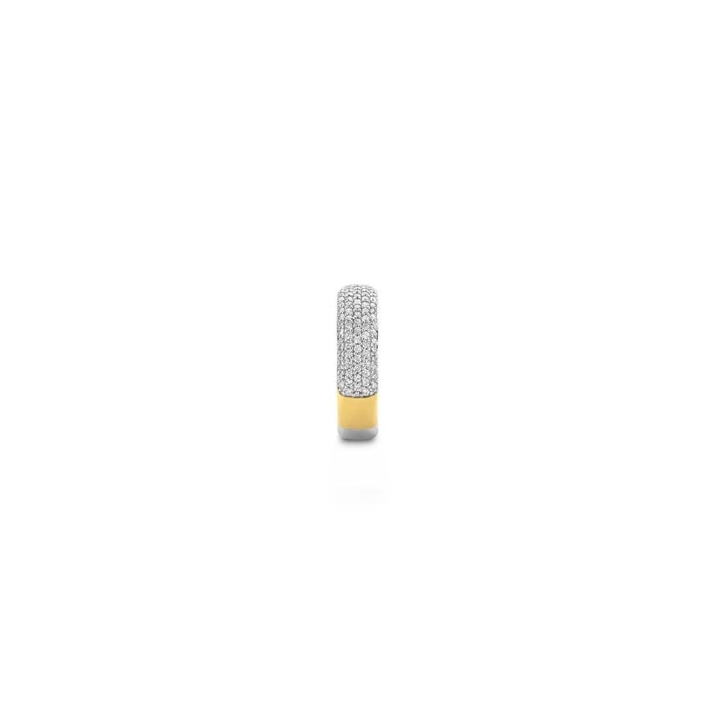 Milano Silver & 18ct gold plating ring with pavé of white cubic zirconia stones