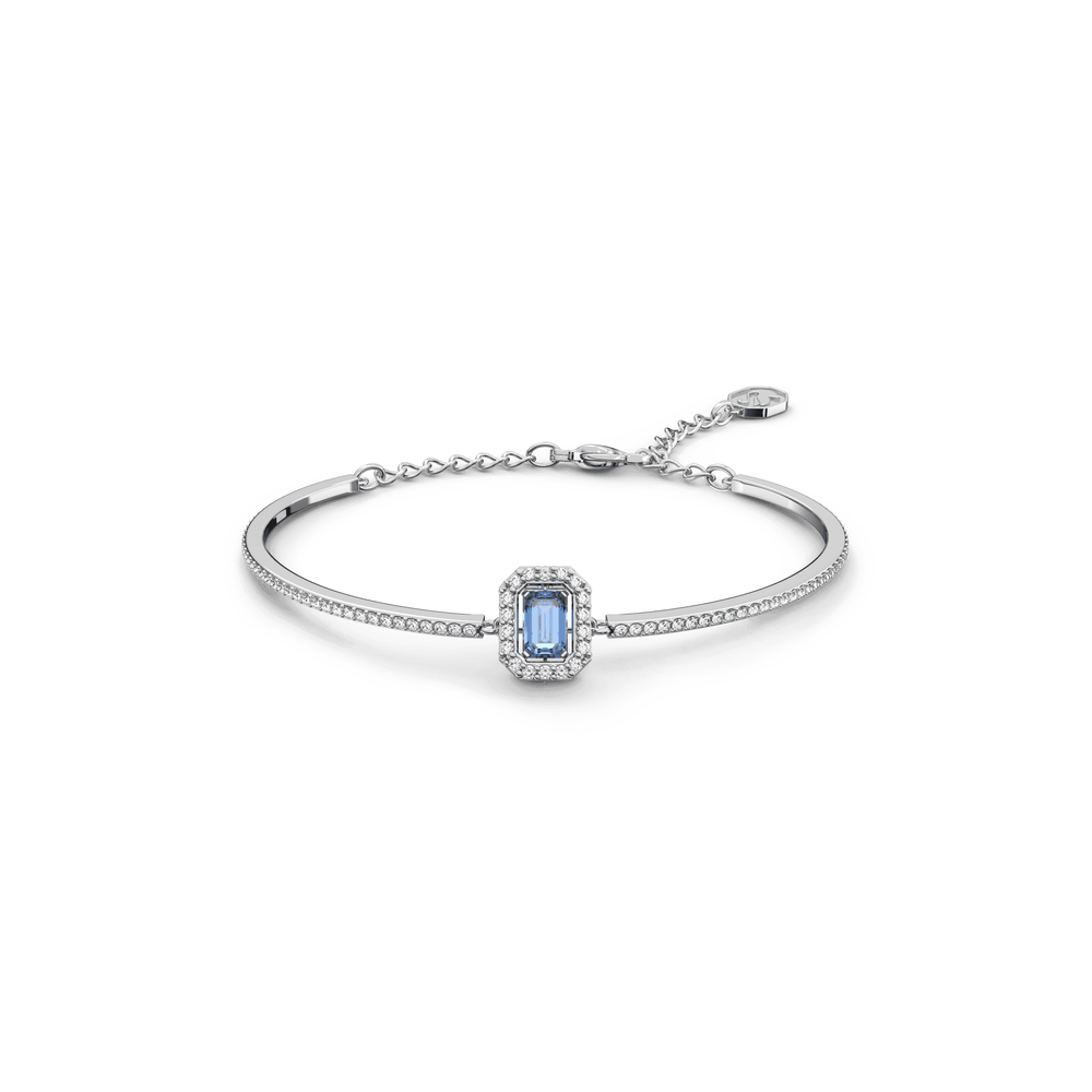 Millenia bangle, Octagon cut, Pavé, Blue, Rhodium plated