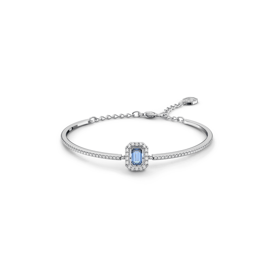 Millenia bangle, Octagon cut, Pavé, Blue, Rhodium plated