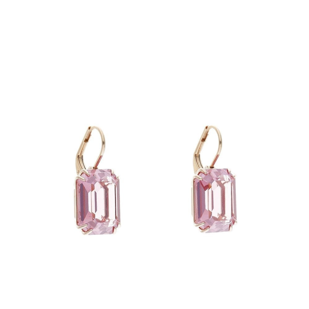 Millenia drop earrings, Octagon cut, Pink, Rose gold-tone plated