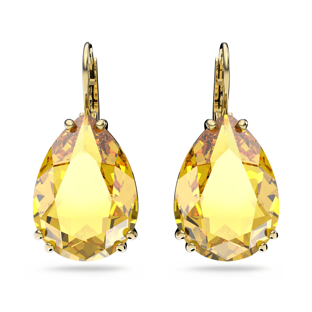 Millenia drop earrings, Pear cut, Yellow, Gold-tone plated