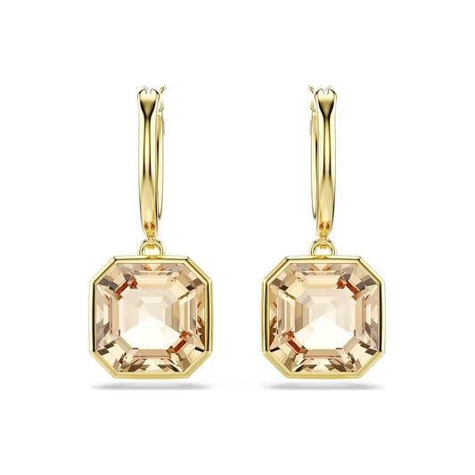 Millenia drop earrings Square cut, Caramel, Gold-tone plated