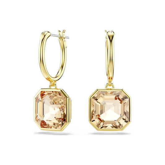 Millenia drop earrings Square cut, Caramel, Gold-tone plated