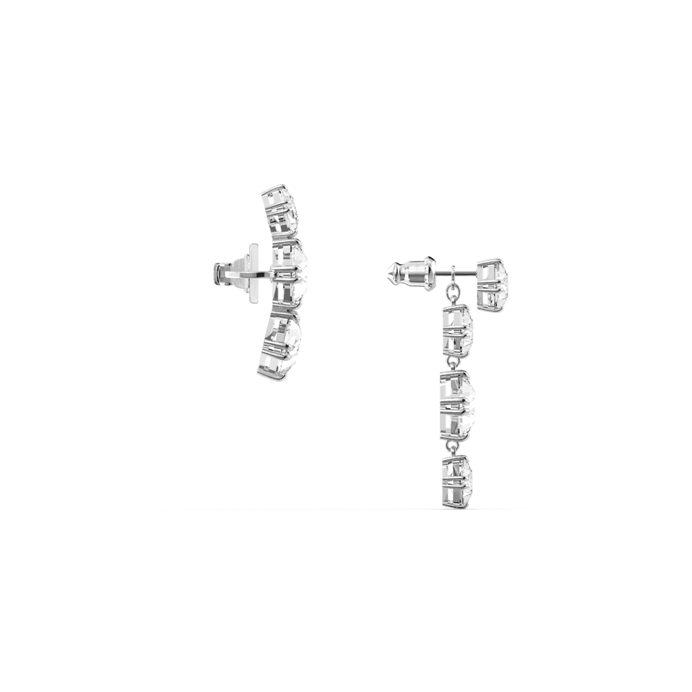 Millenia ear cuff, Set (2), Asymmetrical design, White, Rhodium plated