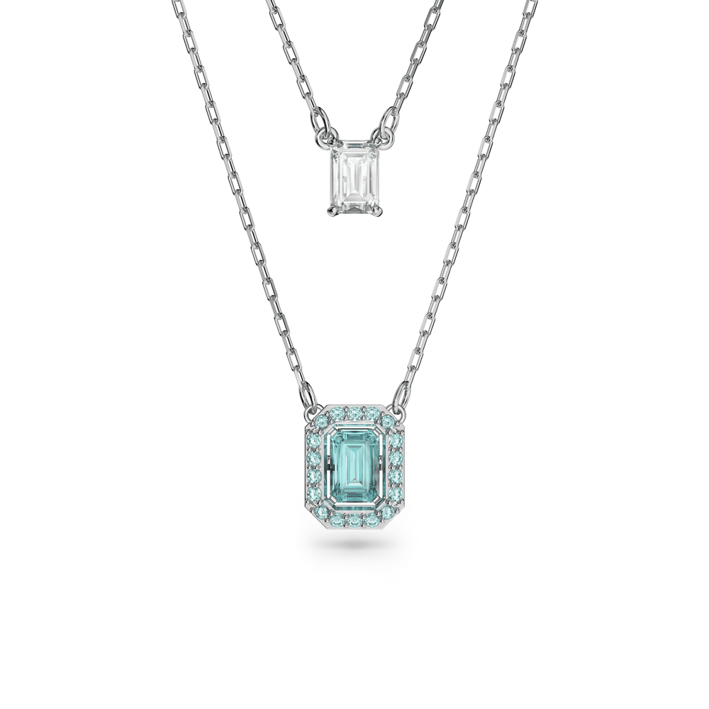 Millenia layered necklace Octagon cut, Rhodium plated