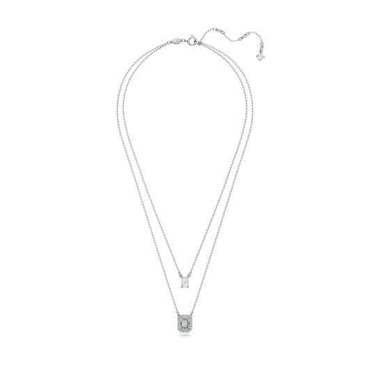 Millenia layered necklace Octagon cut, Rhodium plated