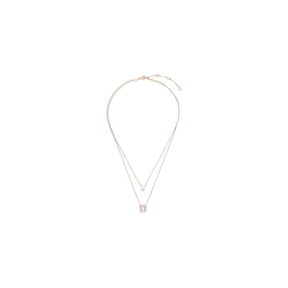 Millenia layered necklace Octagon cut, Rose gold-tone plated