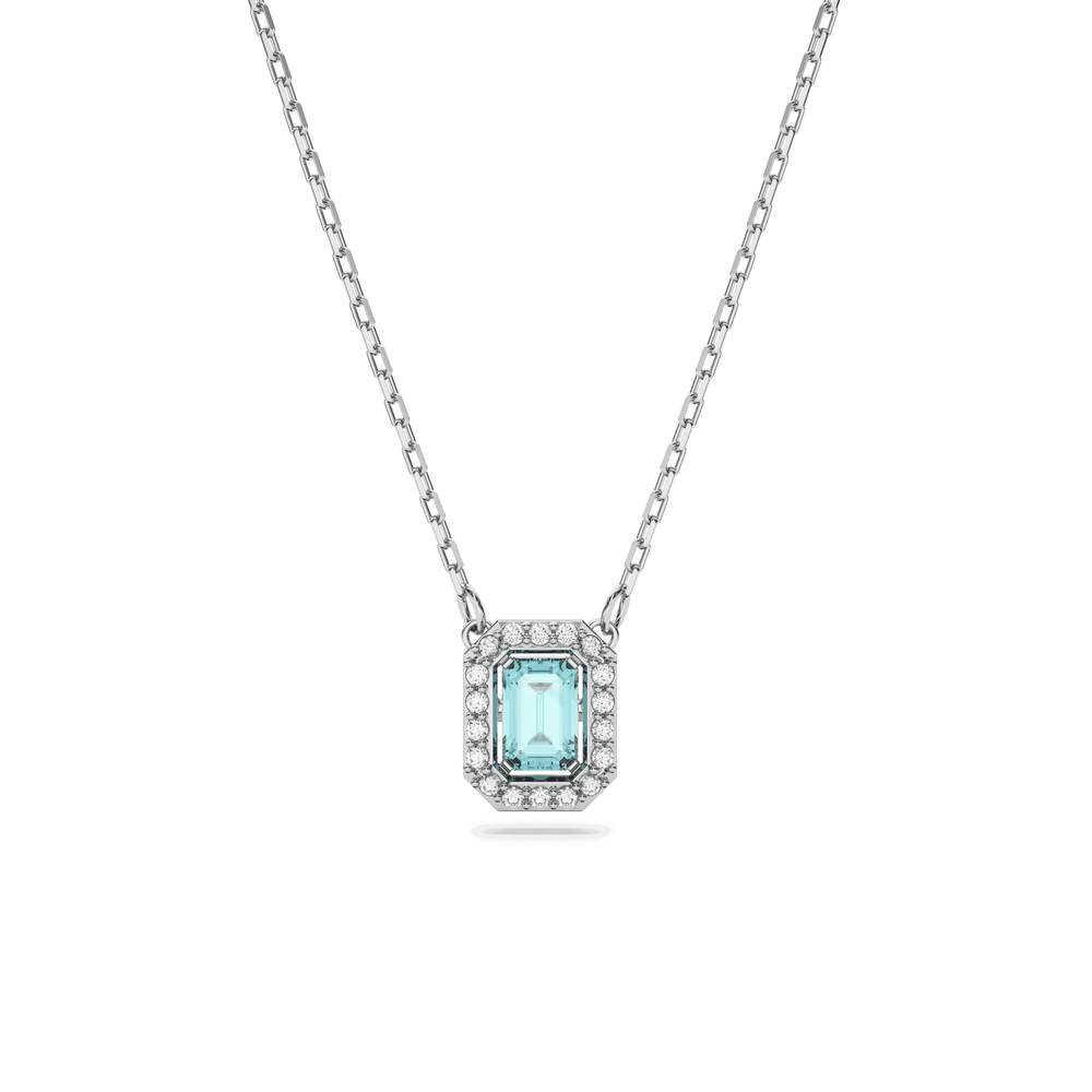 Millenia necklace Octagon cut, Blue, Rhodium plated