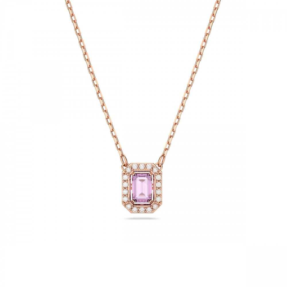 Millenia necklace Octagon cut, Purple, Rose gold-tone plated