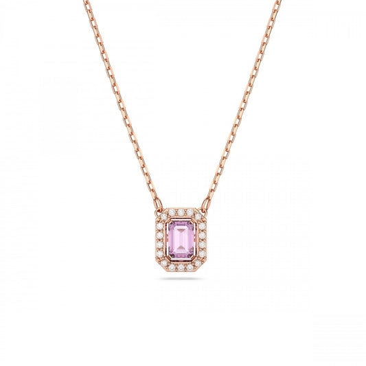 Millenia necklace Octagon cut, Purple, Rose gold-tone plated