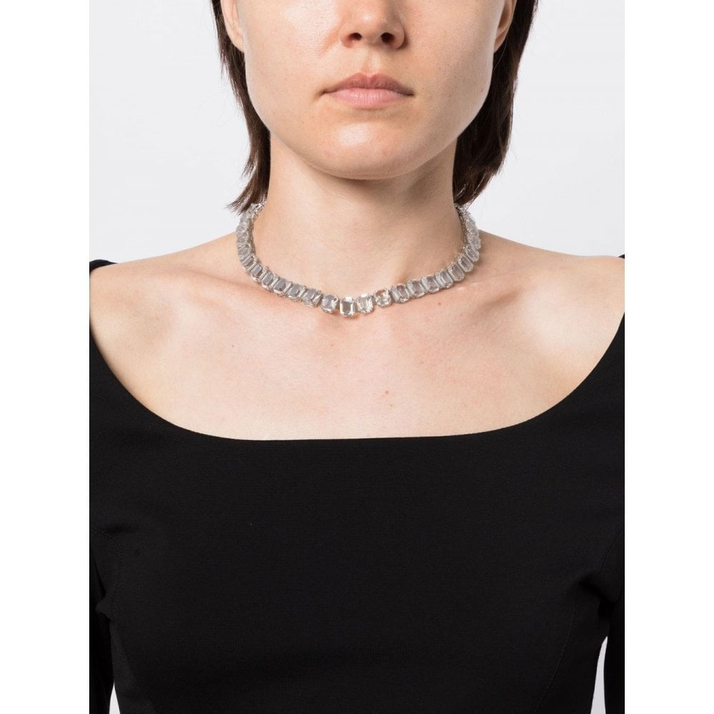 Millenia necklace, Octagon cut, White, Rhodium plated