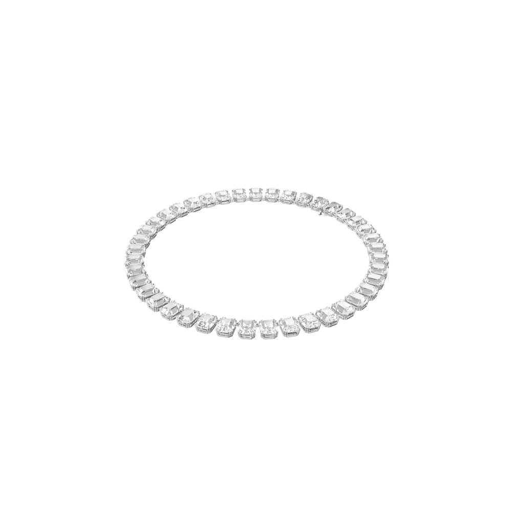 Millenia necklace, Octagon cut, White, Rhodium plated