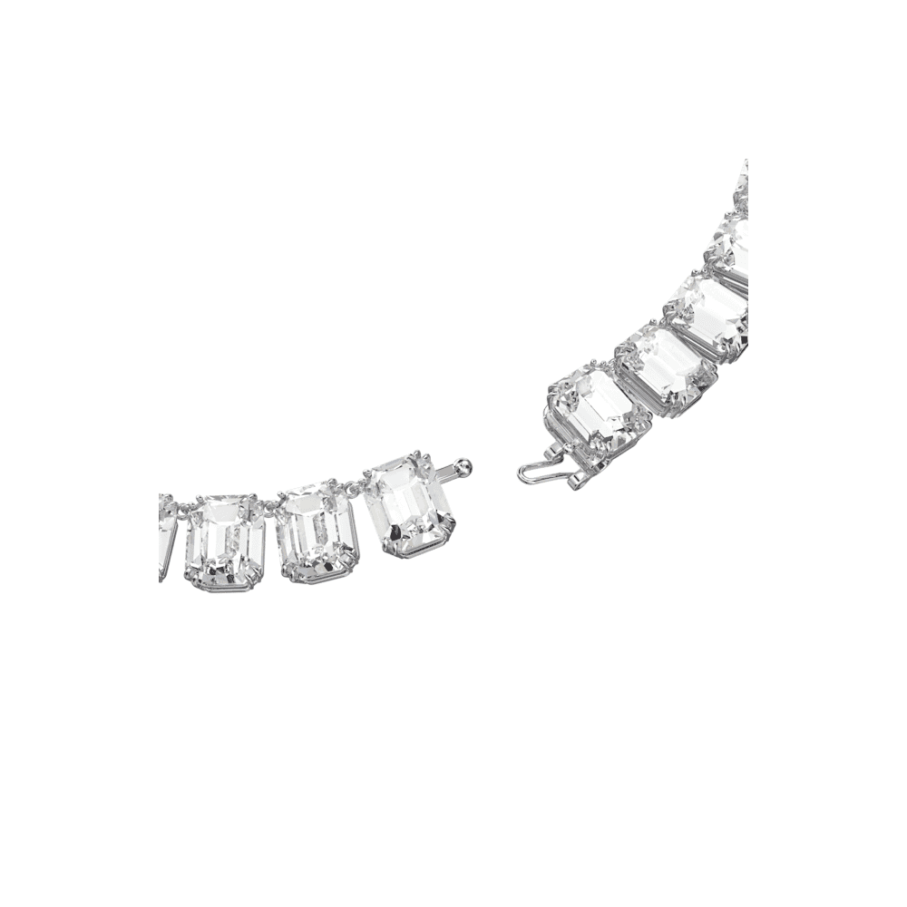 Millenia necklace, Octagon cut, White, Rhodium plated