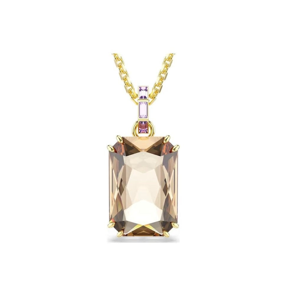Millenia pendant Octagon cut, Caramel, Gold-tone plated