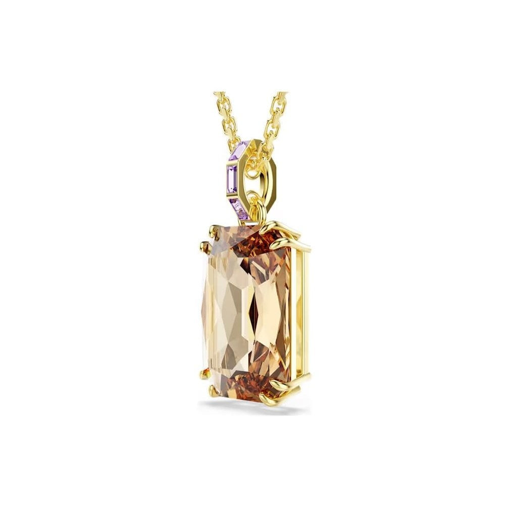 Millenia pendant Octagon cut, Caramel, Gold-tone plated