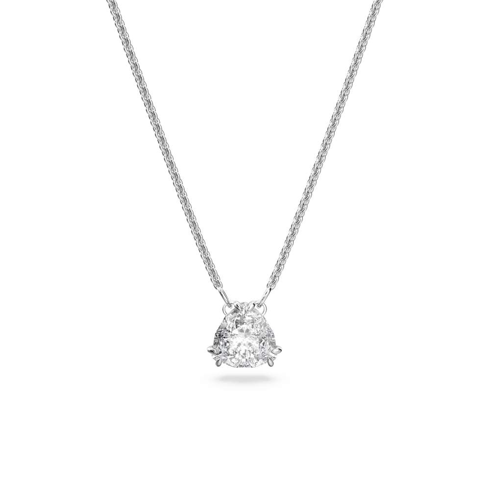 Millenia pendant, Trilliant cut, White, Rhodium plated