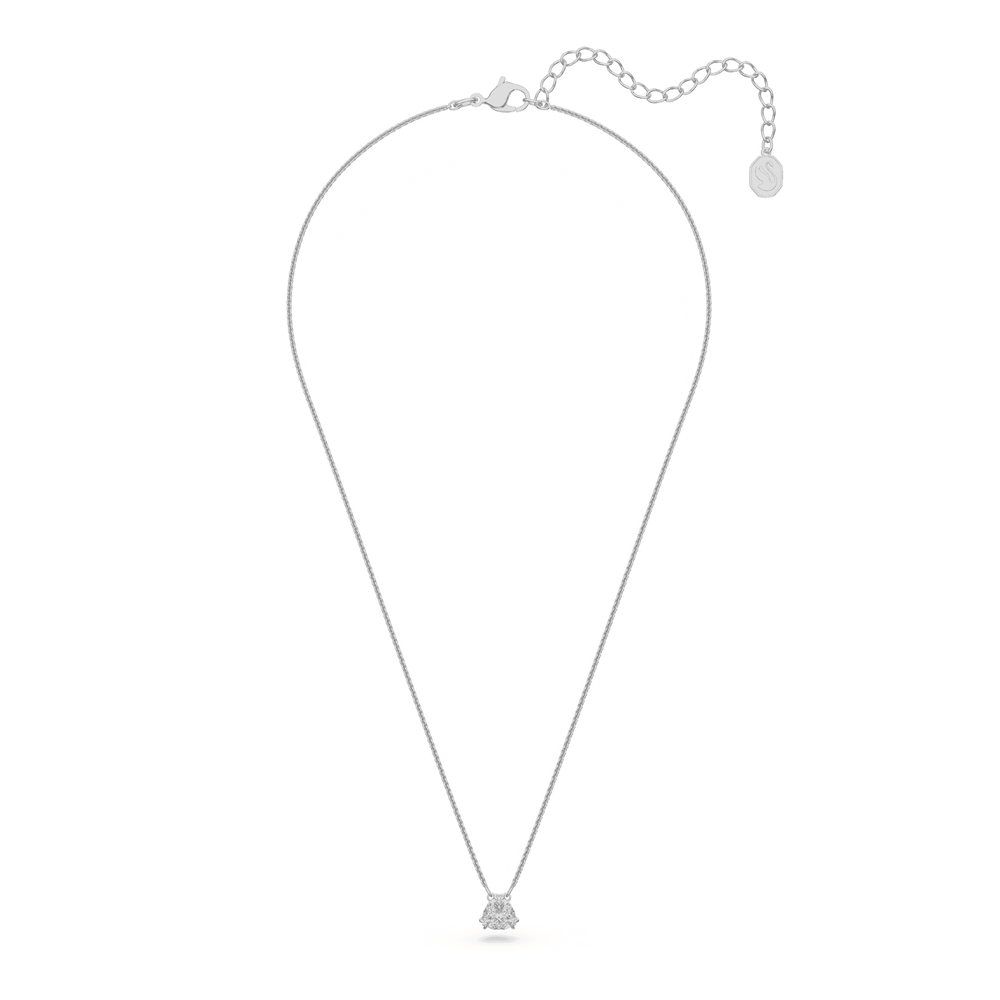 Millenia pendant, Trilliant cut, White, Rhodium plated