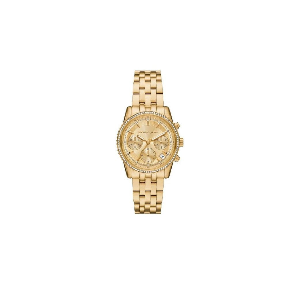 Mini Ritz, Chronograph, Pavé, Ladies Gold-Tone Watch