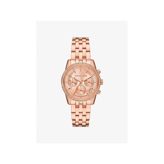 Mini Ritz, Pavé, Chronograph, Ladies Rose Gold-Tone Stainless Steel Watch