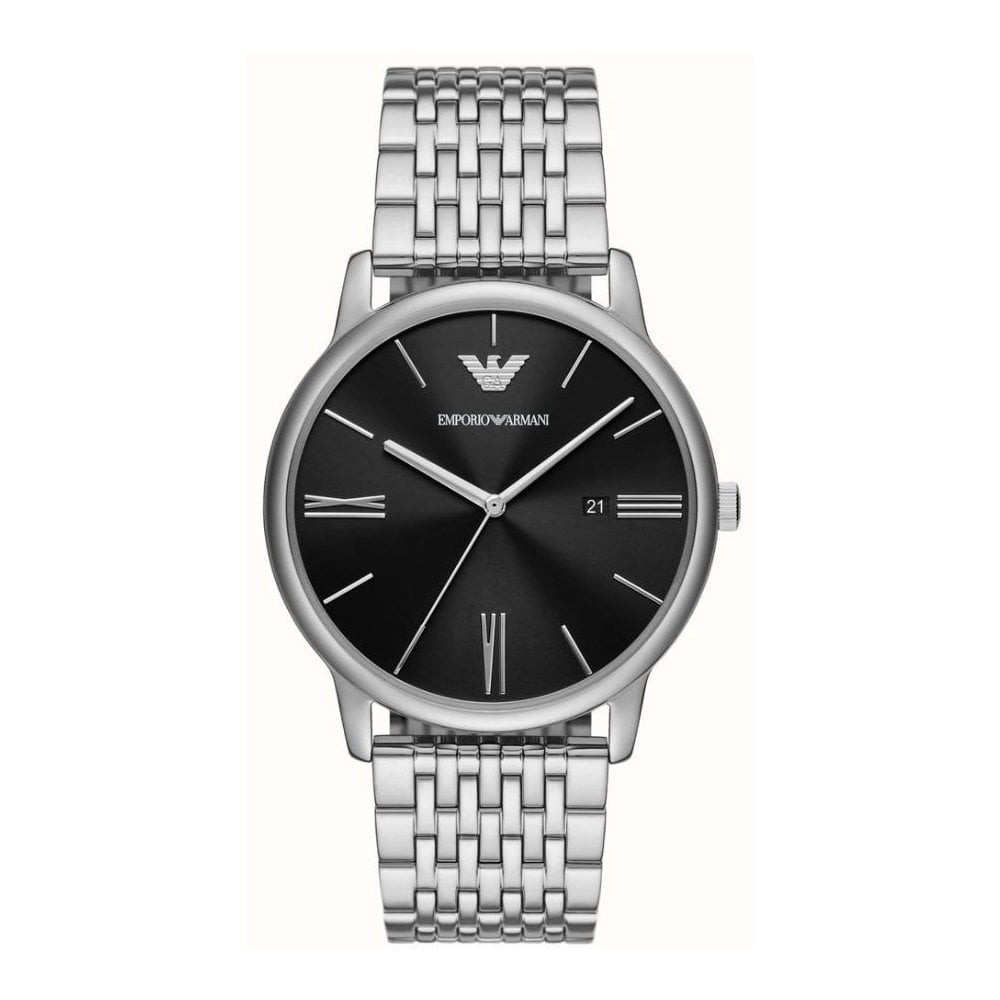 Minimalist, Black Dial Gents Stainless Steel Watch