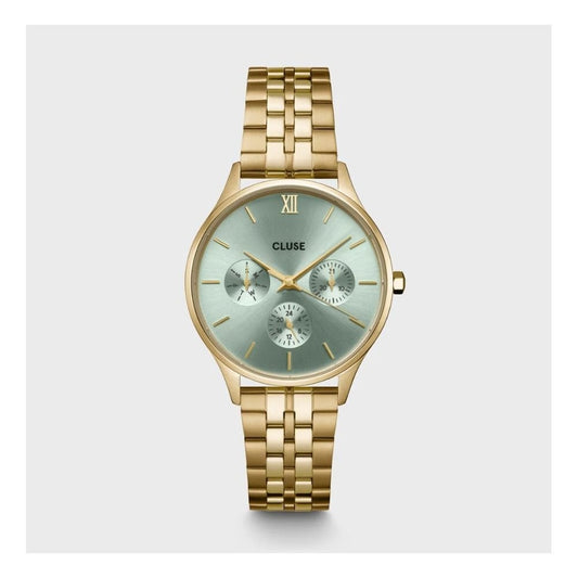Minuit, Chronograph, Sage Green Dial Ladies Gold Stainless Steel Watch