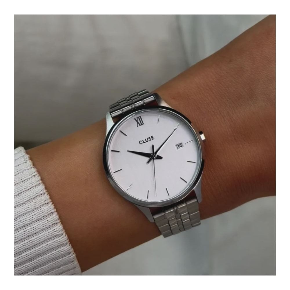 Minuit Date, Silver Dial, Ladies Stainless Steel Watch