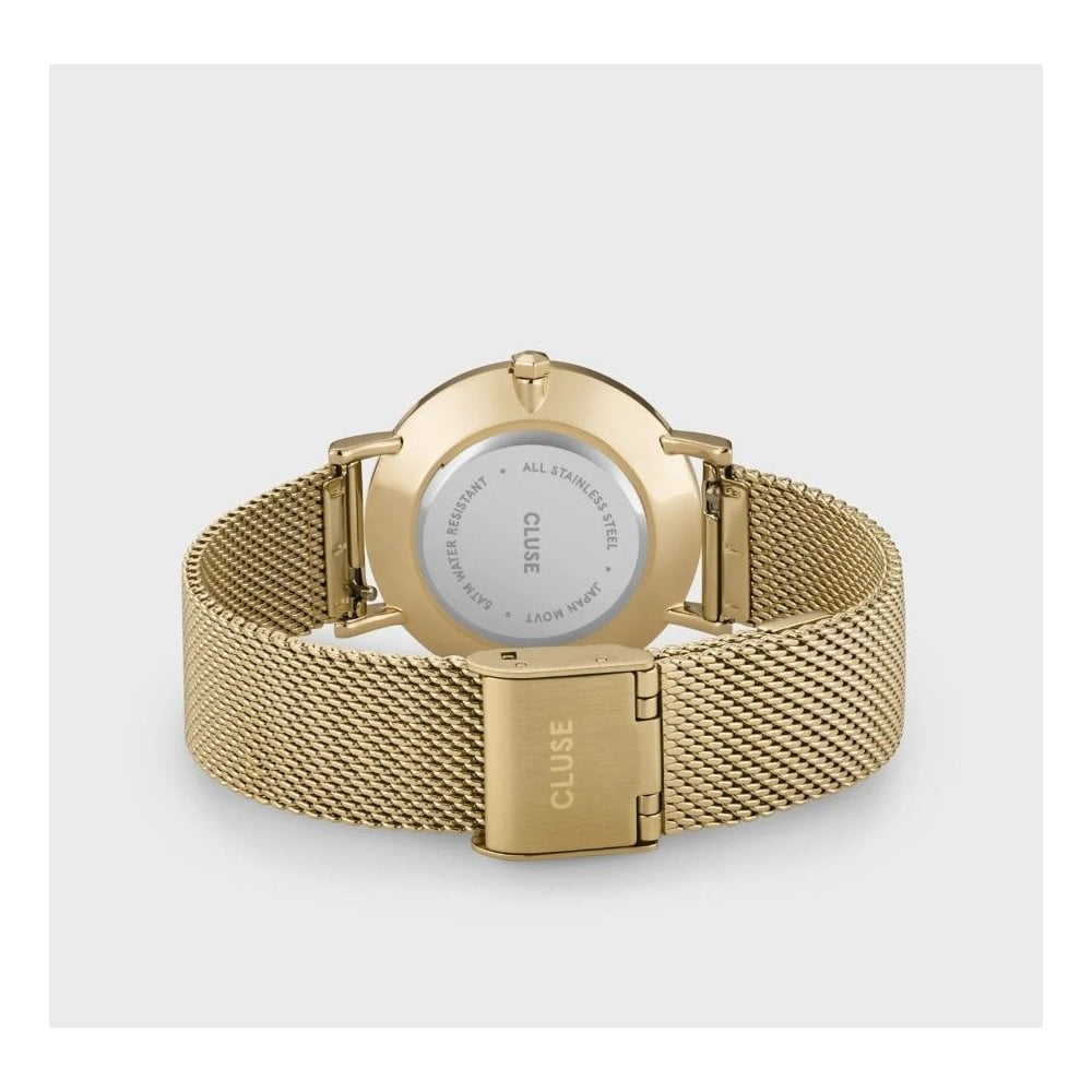 Minuit Watch, Forst Green Dial, Ladies Gold Stainless Steel Mesh Watch