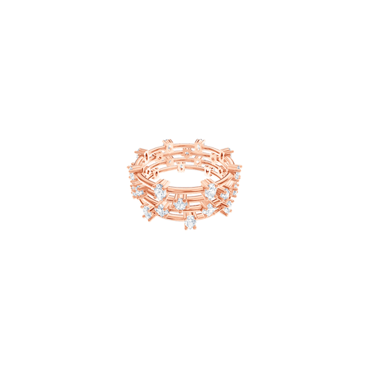 Moonsun Ring Set, White, Rose-gold tone plated