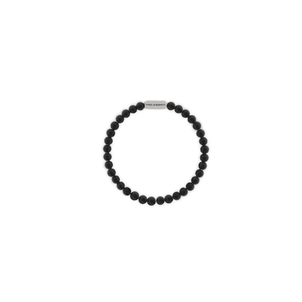 NATURAL NED BLACK ONYX 6MM ROUND GEMSTONE BRACELET