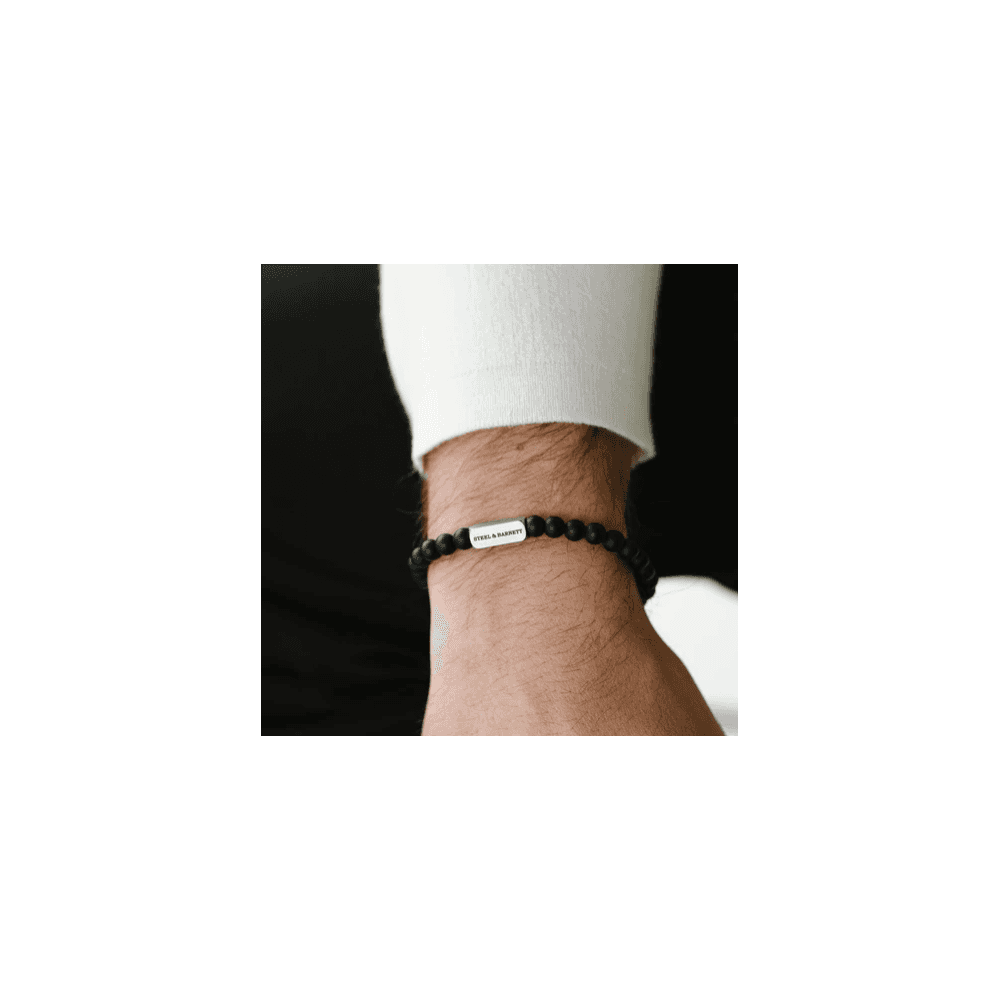 NATURAL NED BLACK ONYX 6MM ROUND GEMSTONE BRACELET