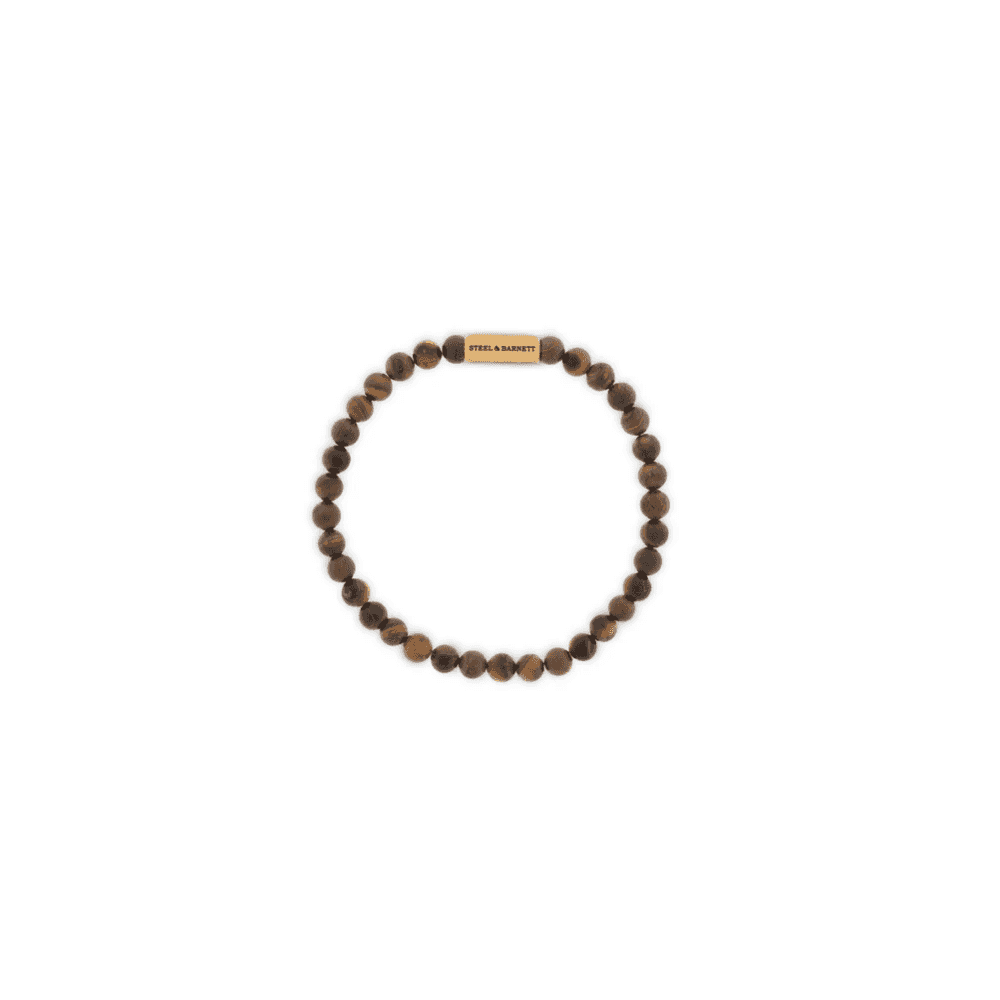 NATURAL NED MATTE TIGER EYE 6MM ROUND GEMSTONE BRACELET