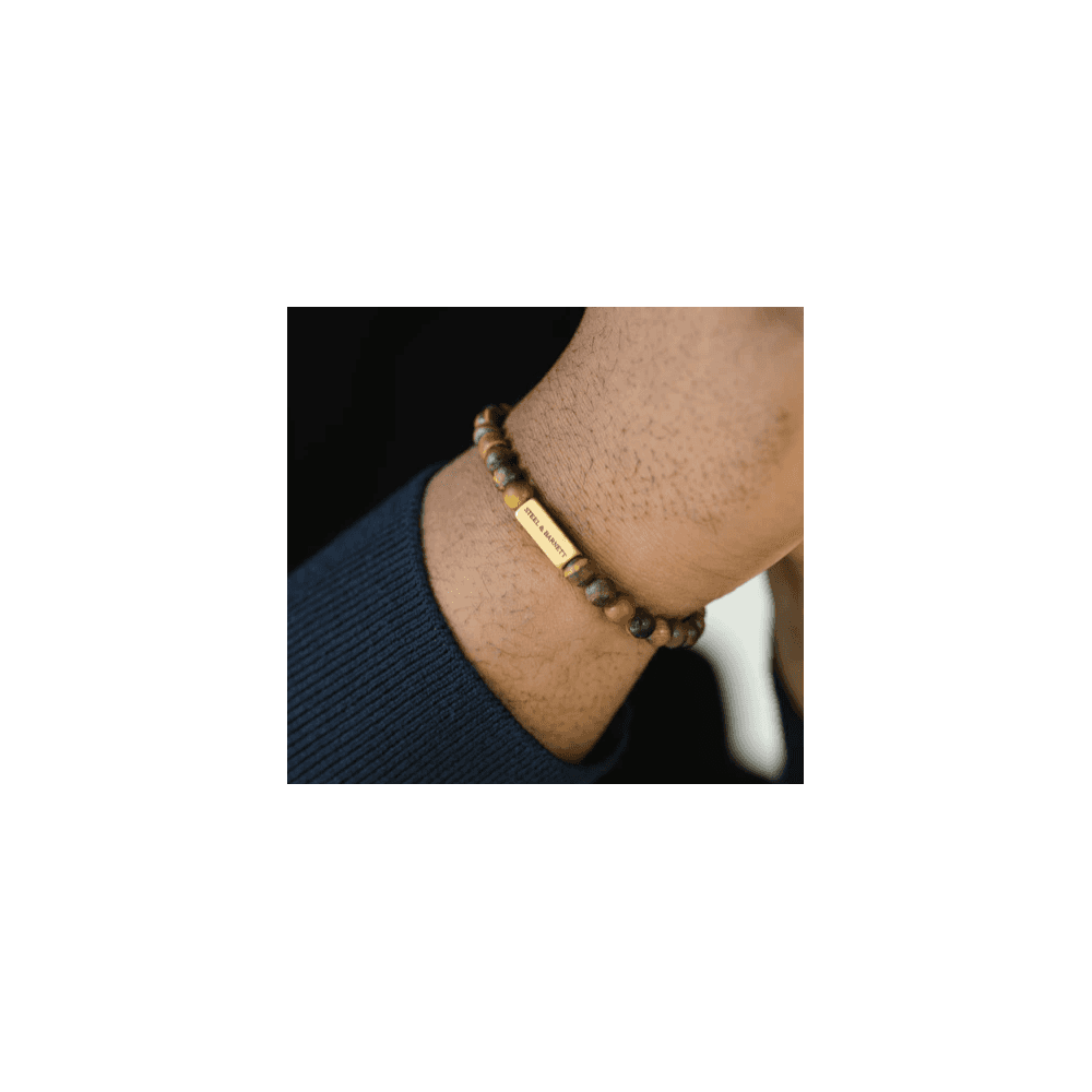 NATURAL NED MATTE TIGER EYE 6MM ROUND GEMSTONE BRACELET
