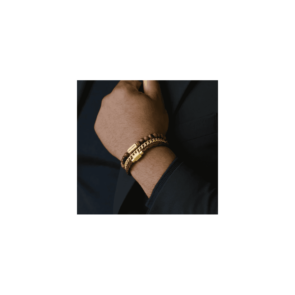 NATURAL NED MATTE TIGER EYE 6MM ROUND GEMSTONE BRACELET
