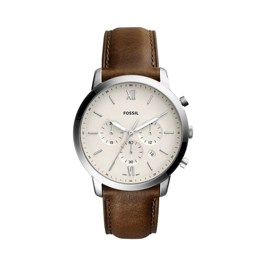 NEUTRA STAINLESS STEEL CHRONOGRAPH GENTS WATCH WITH BROWN LEATHER STRAP