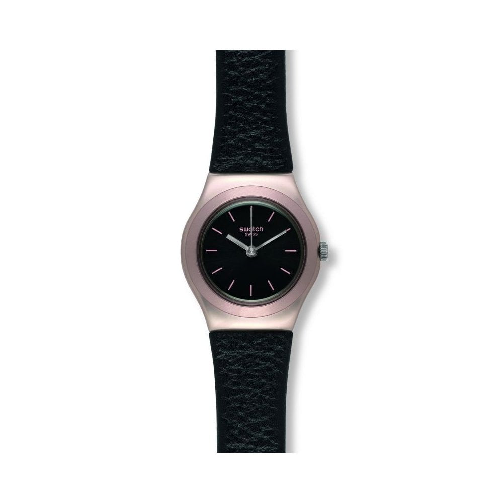 NIGHTFALL WATCH WITH BLACK STRAP & DIAL WITH ROSE GOLD ALUMINIUM FRAME ON DIAL
