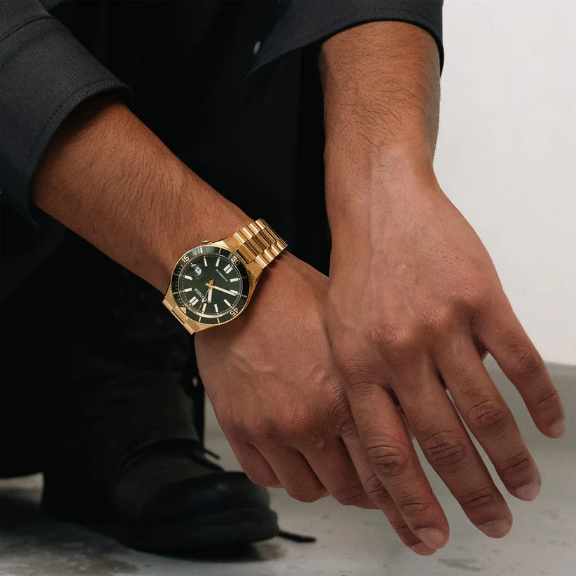 Citizen Automatic Olive Green Dial Gents Gold Stainless Steel Watch